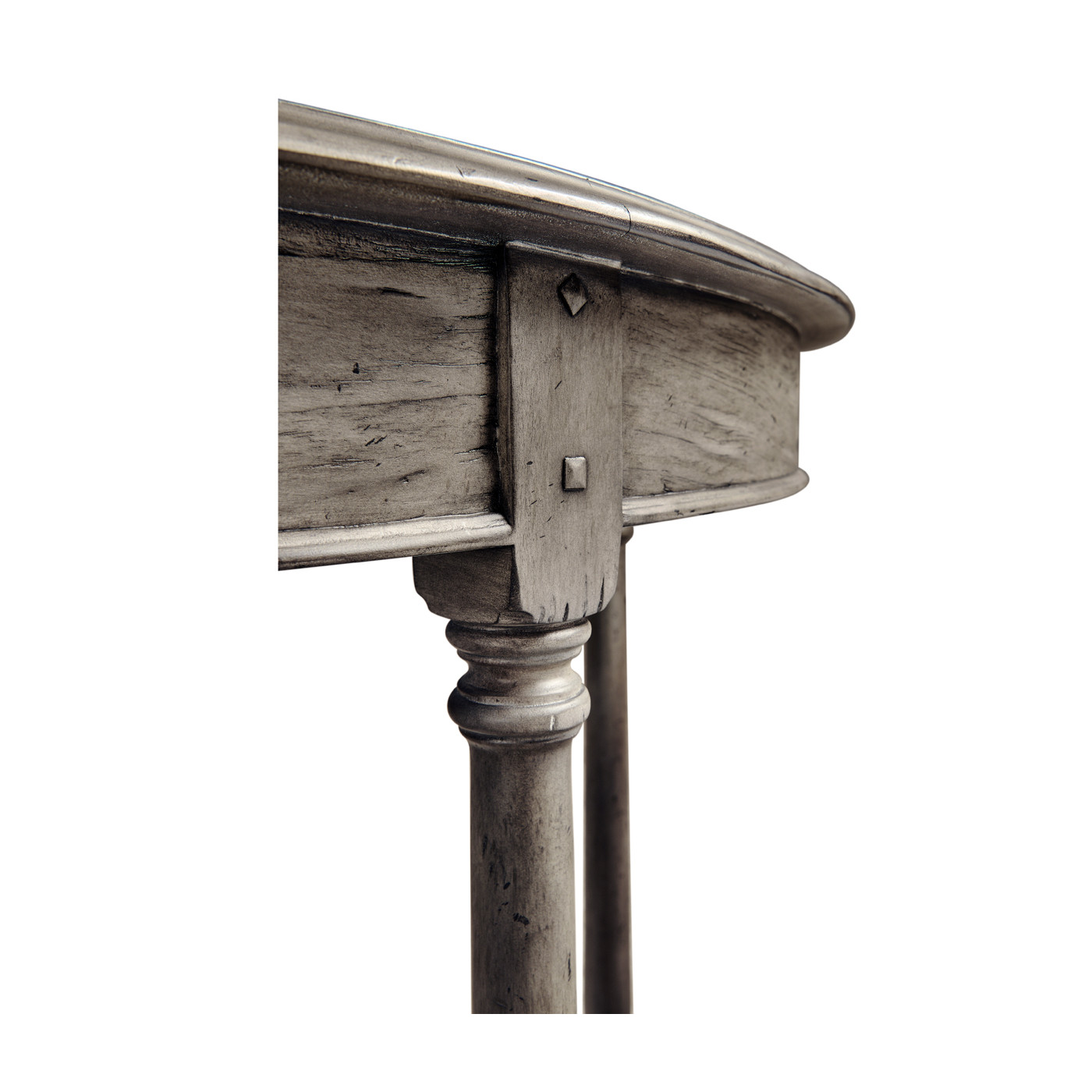 Antique Dark Grey Demilune Console Table