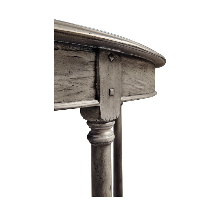 Antique Dark Grey Demilune Console Table