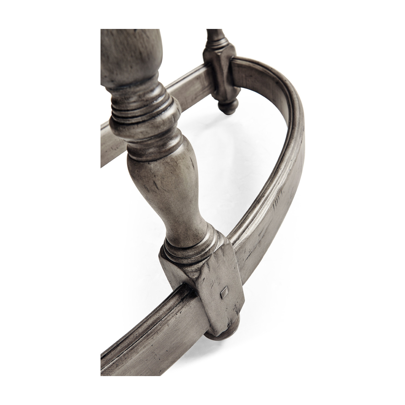 Antique Dark Grey Demilune Console Table