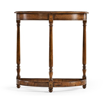 Country Walnut Demilune Console Table