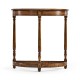 Country Walnut Demilune Console Table