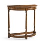 Country Walnut Demilune Console Table