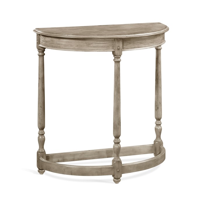 Rustic Grey Demilune Console Table
