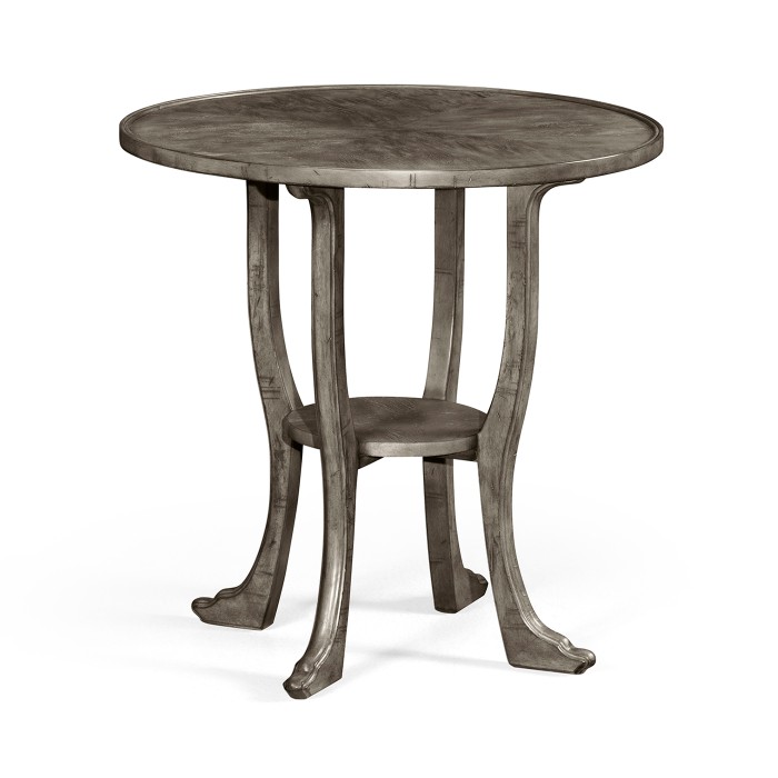 Antique Dark Grey Round Lamp Table
