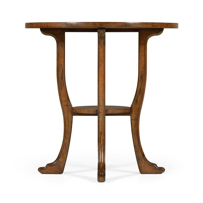 Country Walnut Round Lamp Table