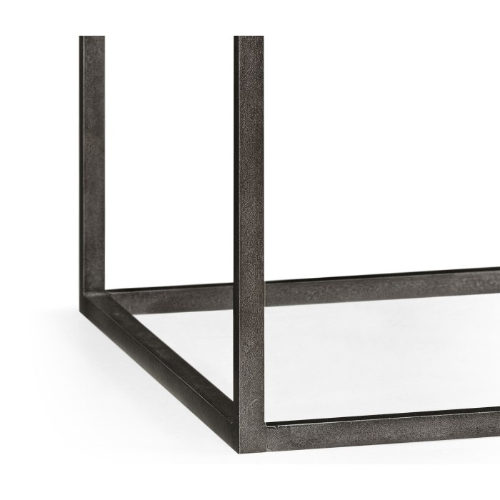 Rectangular Iron End Table with a Black Marble Top