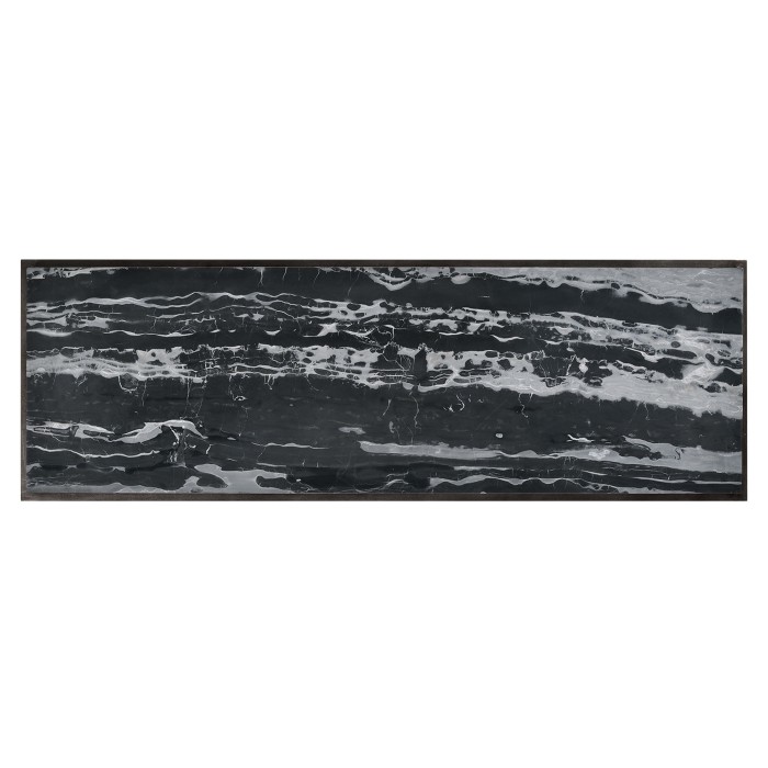 Rectangular Iron Console Table with a Black Marble Top