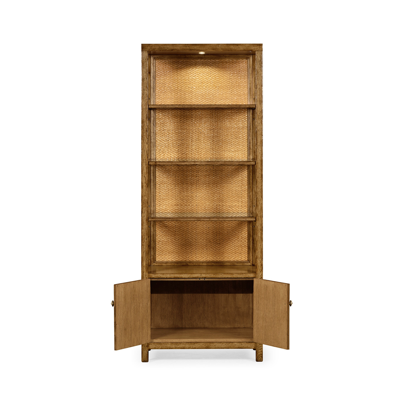 Narrow Light Brown Chestnut & Rattan Four-Tier Étagère