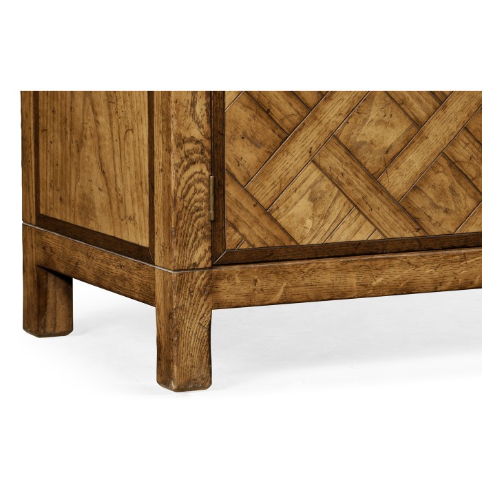 Narrow Light Brown Chestnut & Rattan Four-Tier Étagère