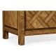 Narrow Light Brown Chestnut & Rattan Four-Tier Étagère