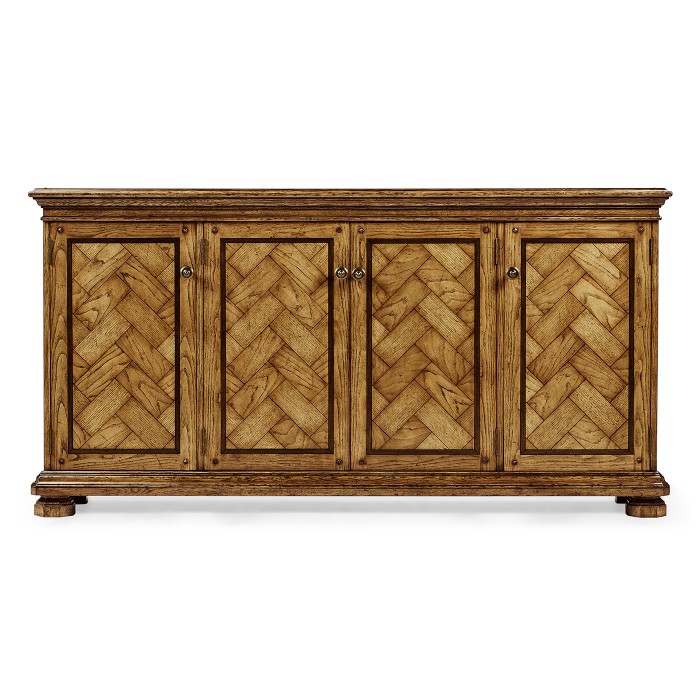 Rectangular Light Brown Chestnut Four-Door Cabinet