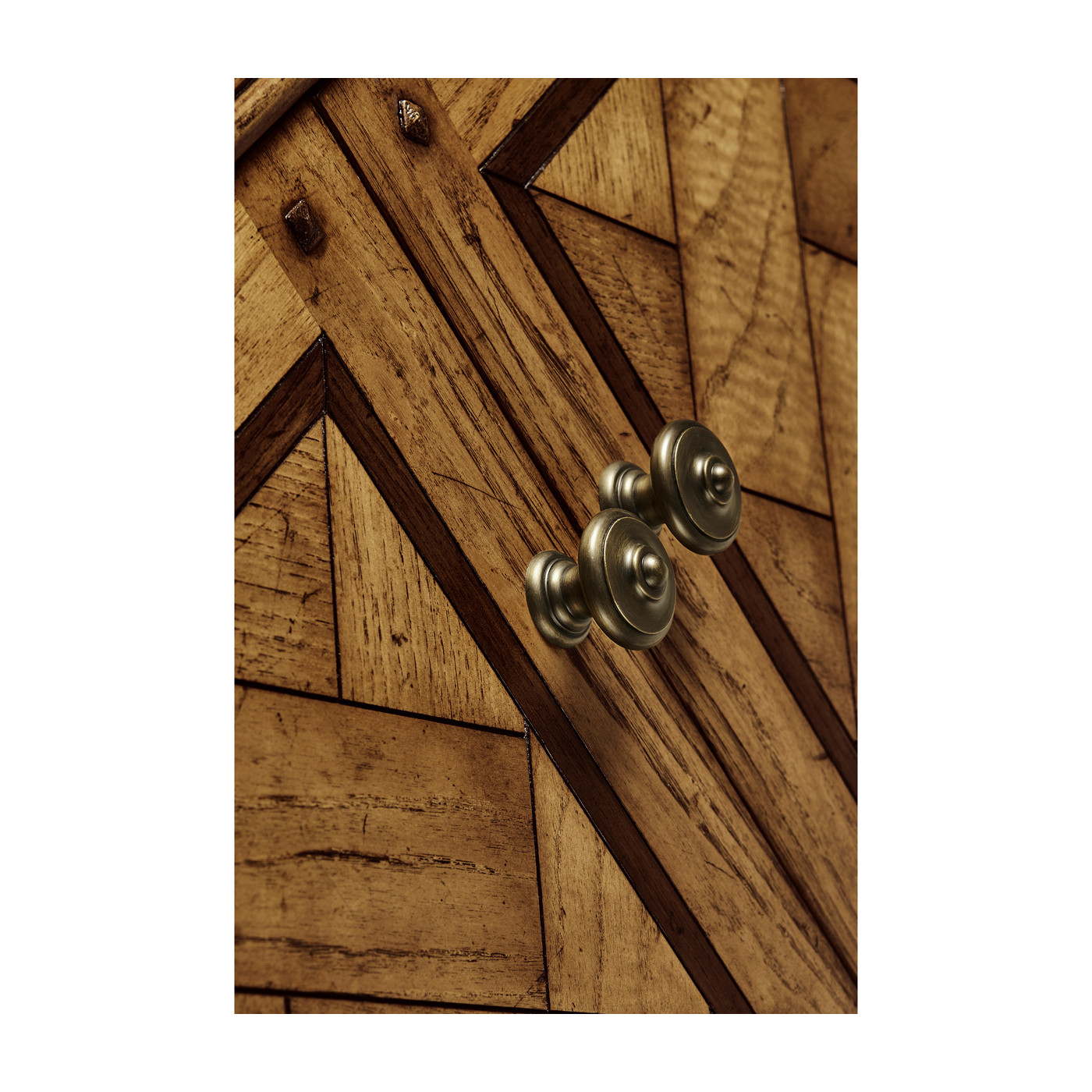 Rectangular Light Brown Chestnut Four-Door Cabinet