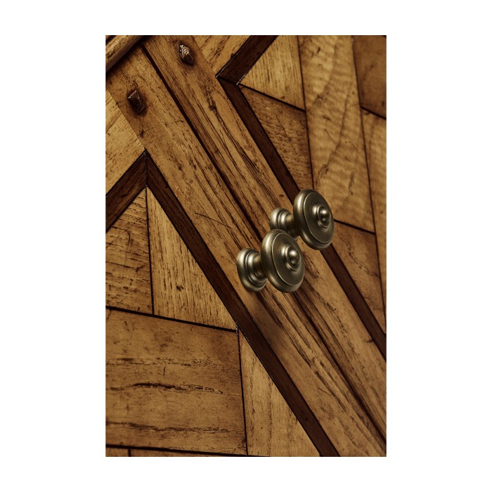 Rectangular Light Brown Chestnut Four-Door Cabinet