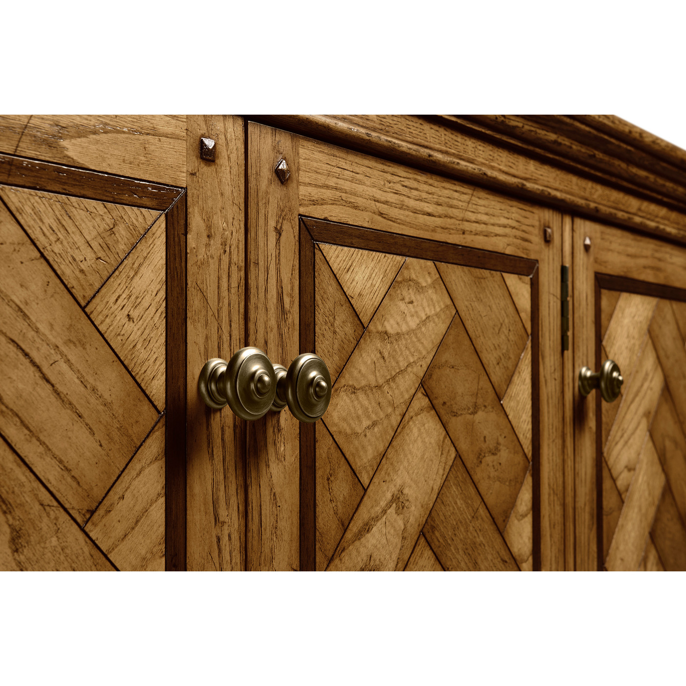 Rectangular Light Brown Chestnut Four-Door Cabinet