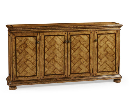 Rectangular Light Brown Chestnut Four-Door Cabinet