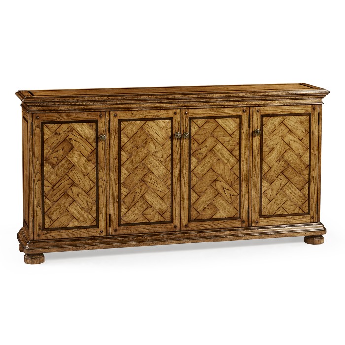Rectangular Light Brown Chestnut Four-Door Cabinet