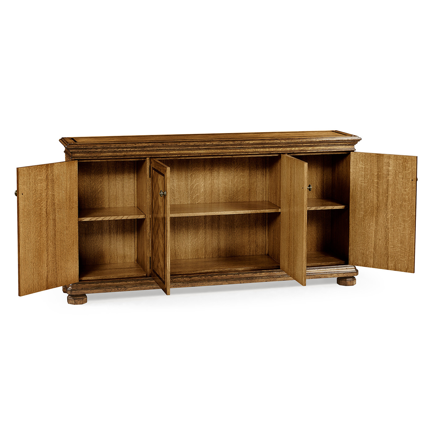 Rectangular Light Brown Chestnut Four-Door Cabinet