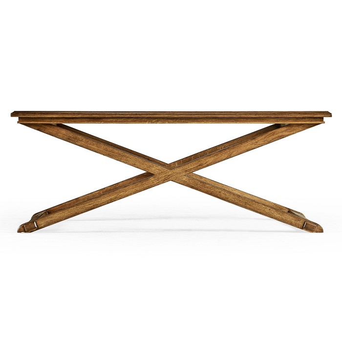 Rectangular Light Brown Chestnut Coffee Table with Large Tray Top