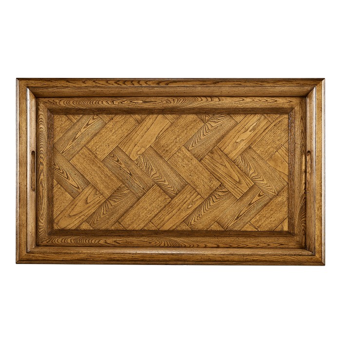 Rectangular Light Brown Chestnut Coffee Table with Large Tray Top