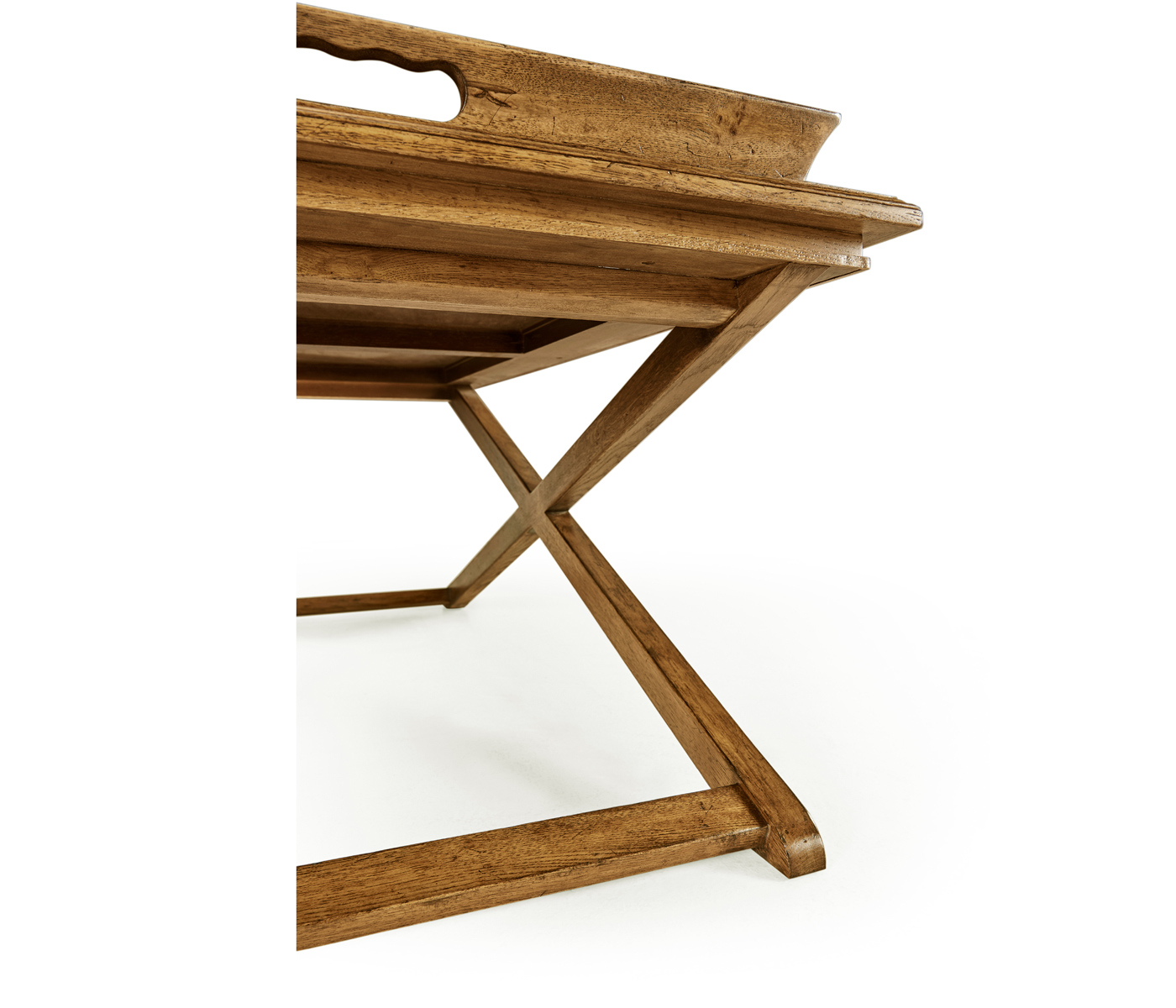 Rectangular Light Brown Chestnut Coffee Table with Large Tray Top