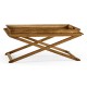 Rectangular Light Brown Chestnut Coffee Table with Large Tray Top