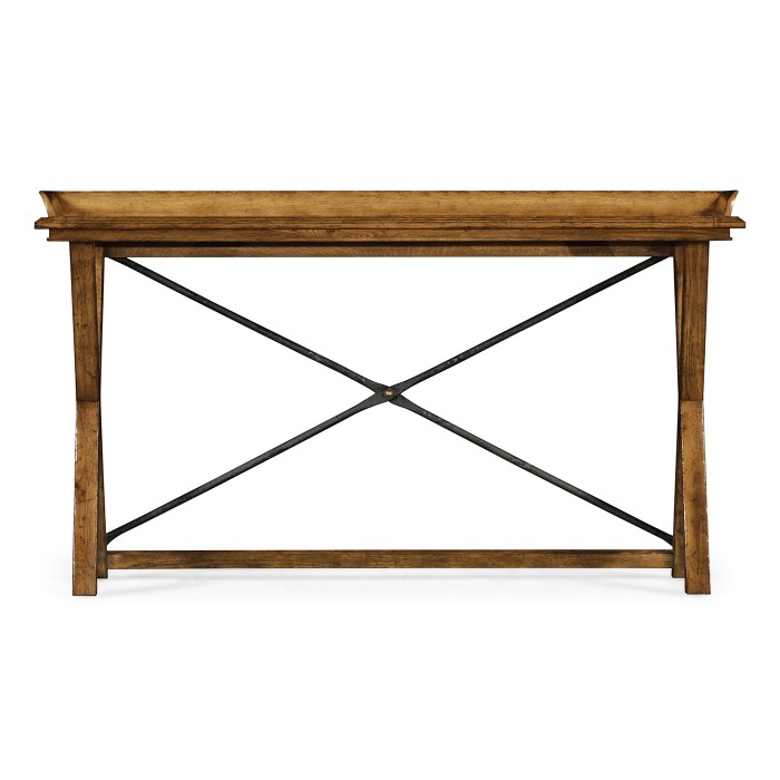 Narrow Rectangular Light Brown Chestnut Console Table