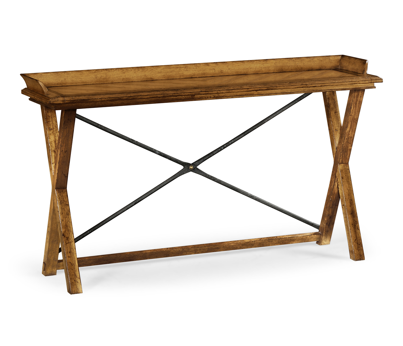 Narrow Rectangular Light Brown Chestnut Console Table