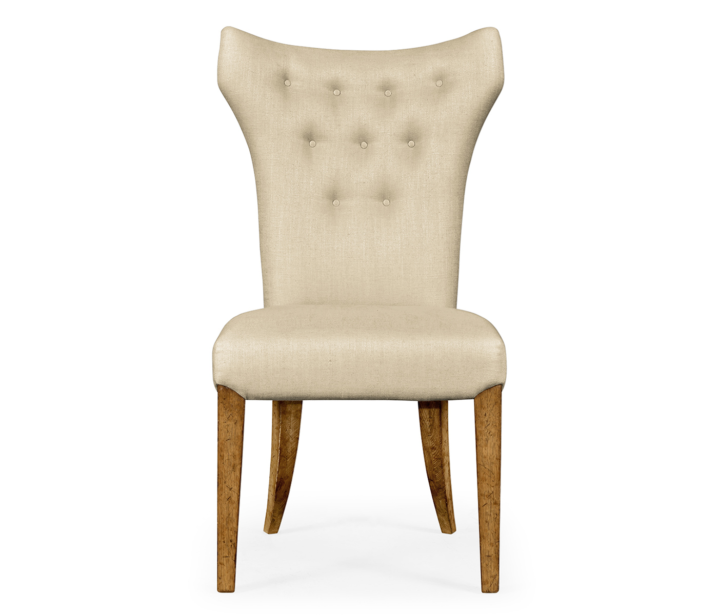 High Back Light Brown Chestnut Winged Side Chair