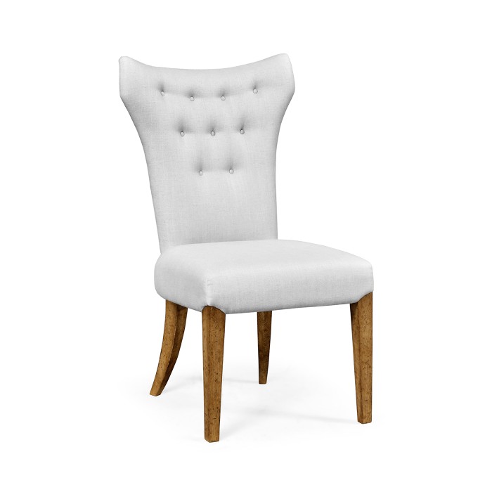 High Back Light Brown Chestnut Winged Side Chair