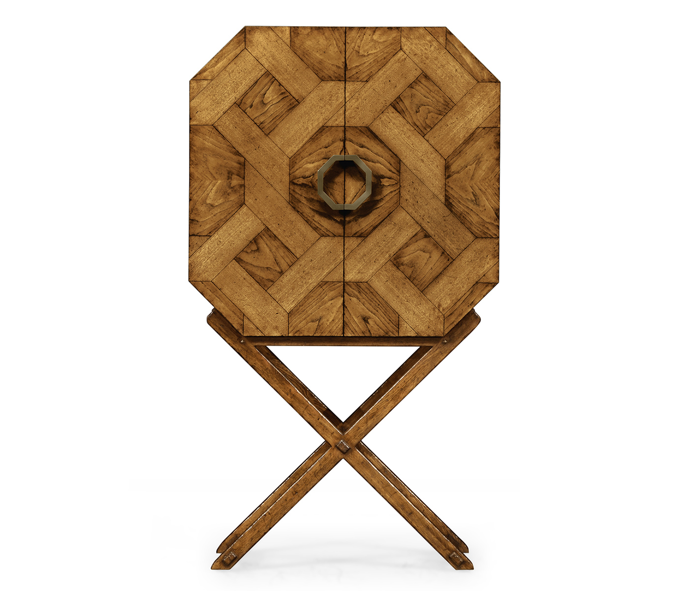 Geometric Light Brown Chestnut Drinks Cabinet