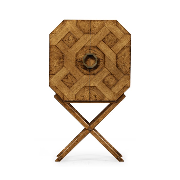Geometric Light Brown Chestnut Drinks Cabinet