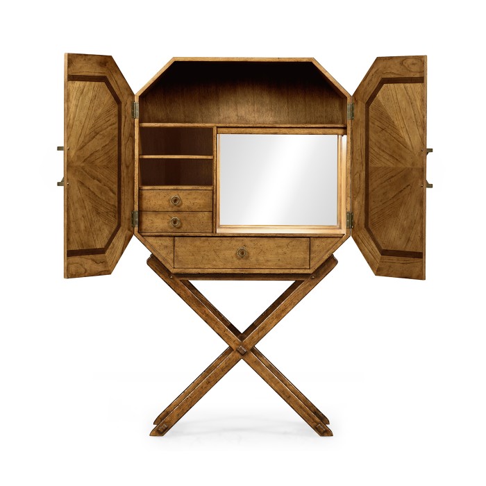 Geometric Light Brown Chestnut Drinks Cabinet