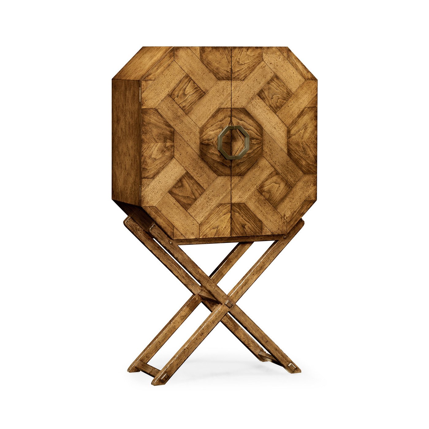 Geometric Light Brown Chestnut Drinks Cabinet