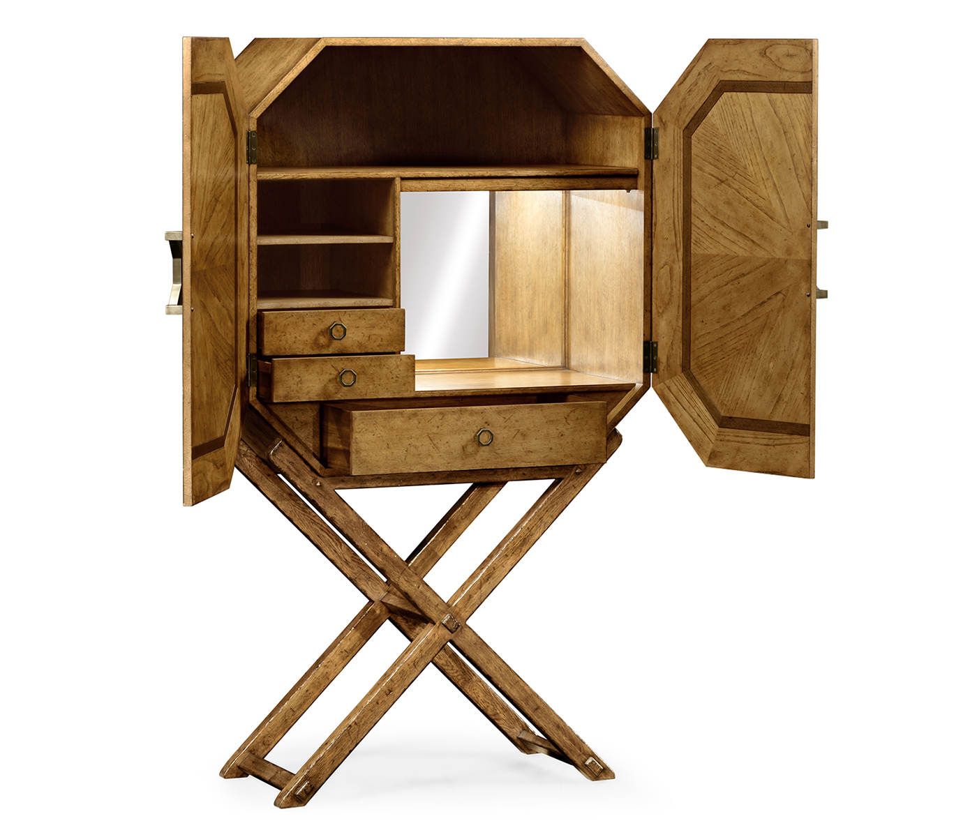 Geometric Light Brown Chestnut Drinks Cabinet