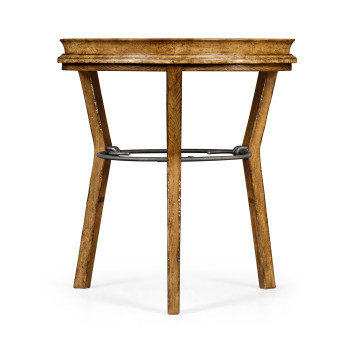 Round Light Brown Chestnut & Rattan Side Table