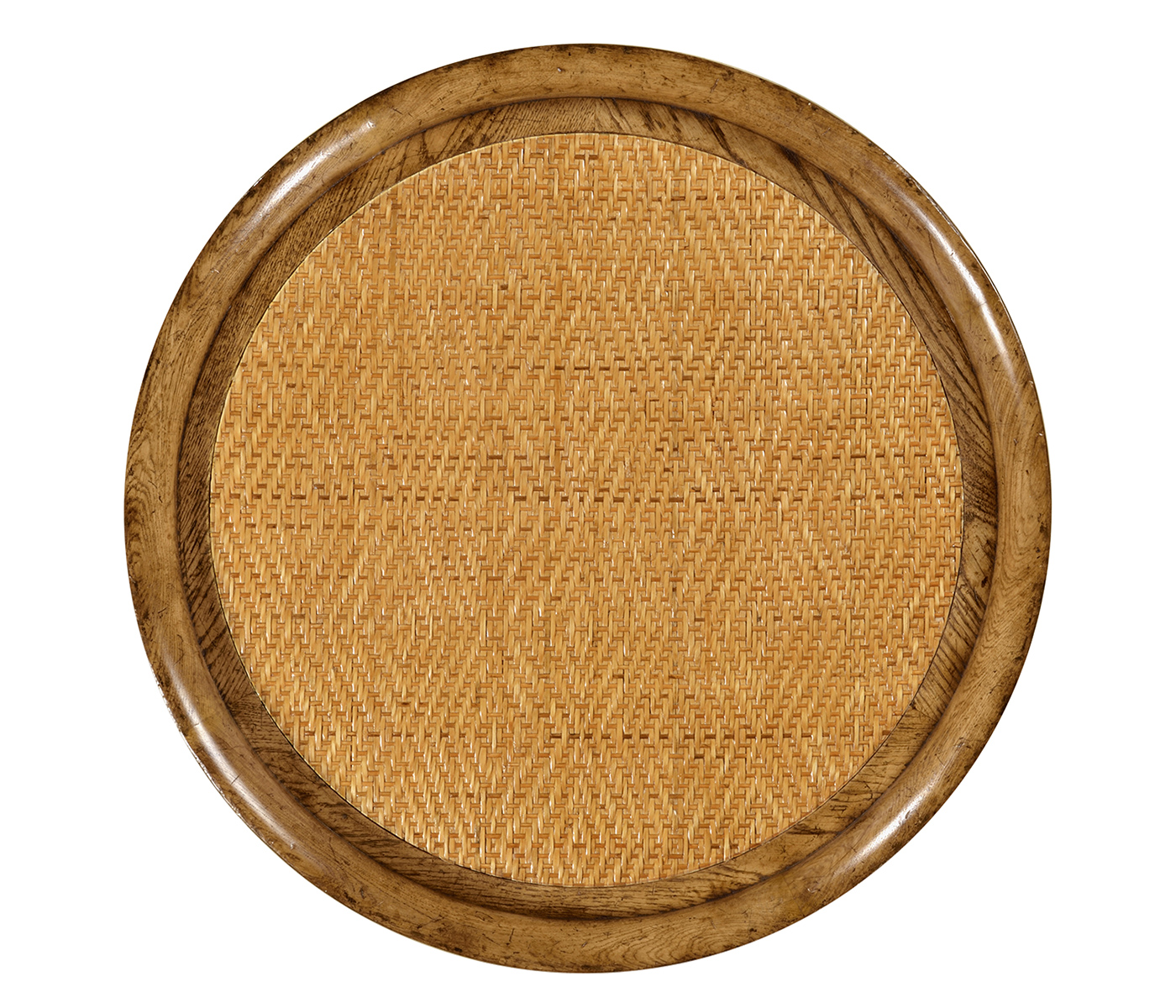 Round Light Brown Chestnut & Rattan Side Table