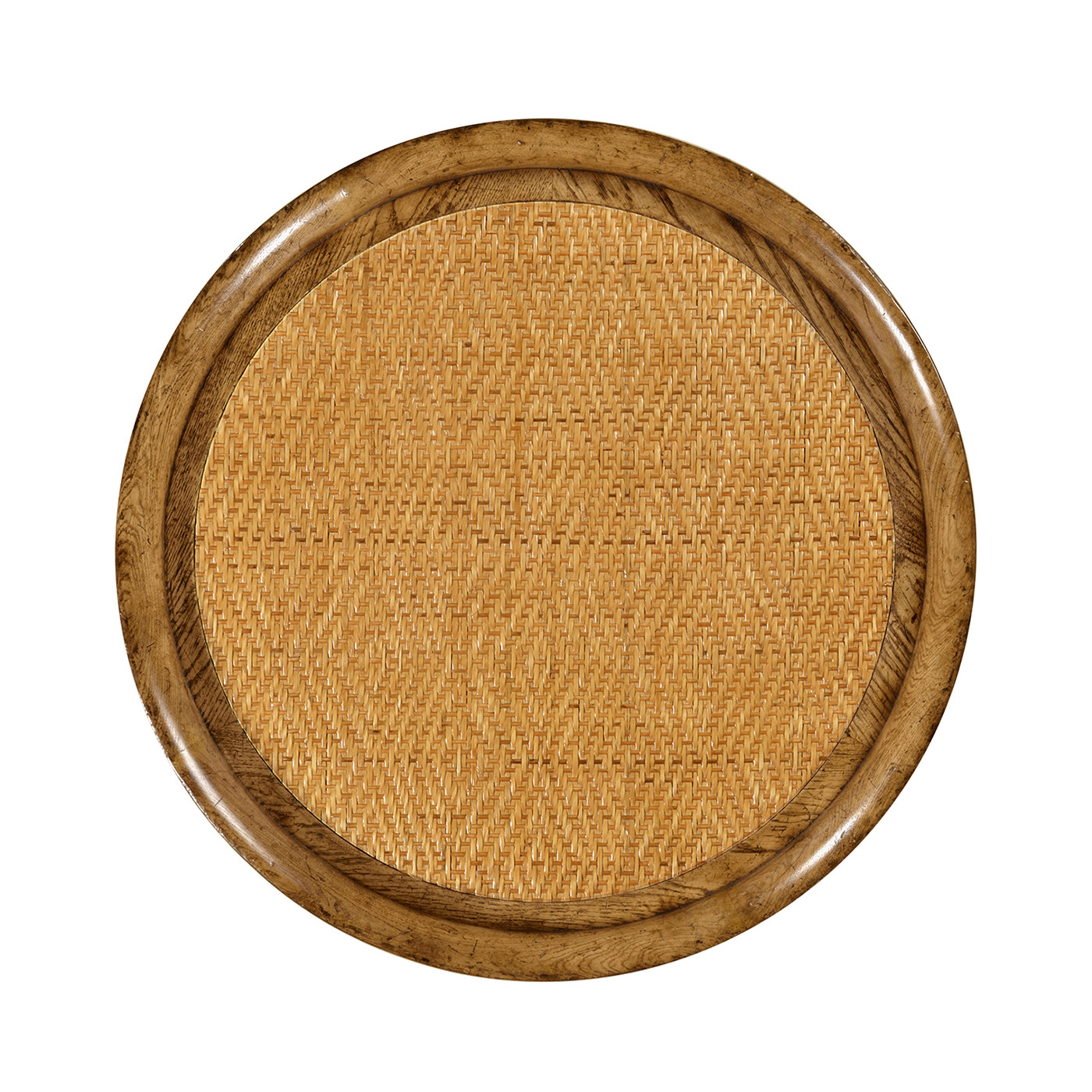 Round Light Brown Chestnut & Rattan Side Table