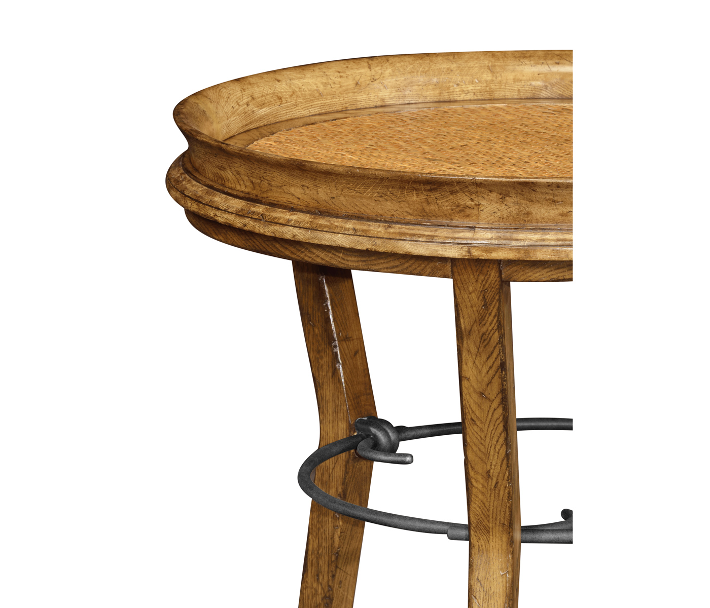 Round Light Brown Chestnut & Rattan Side Table