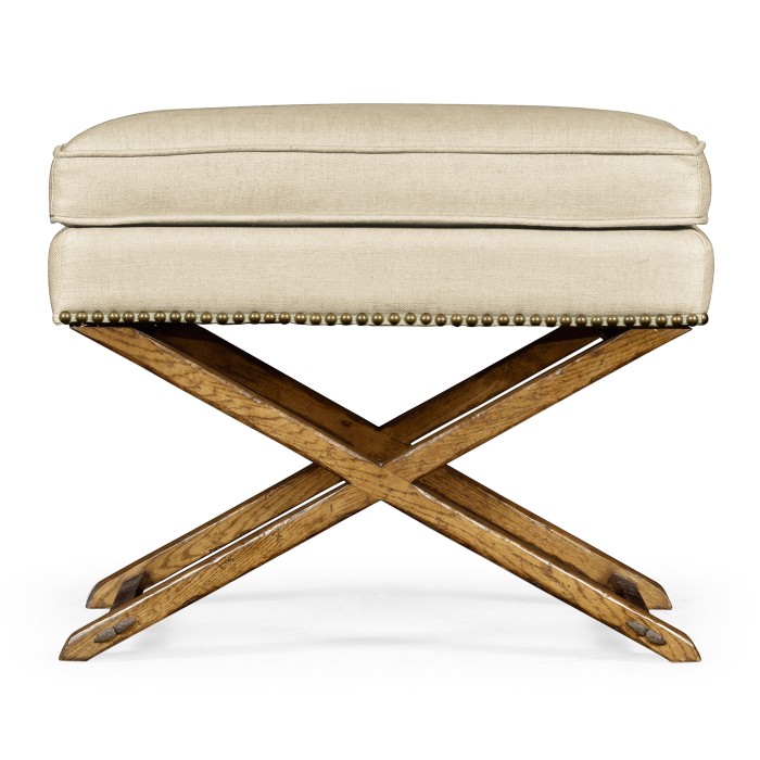 Rectangular Light Brown Chestnut Stool