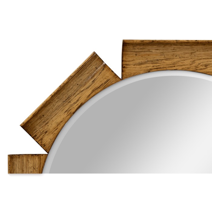 Round Porthole Light Brown Chestnut Mirror