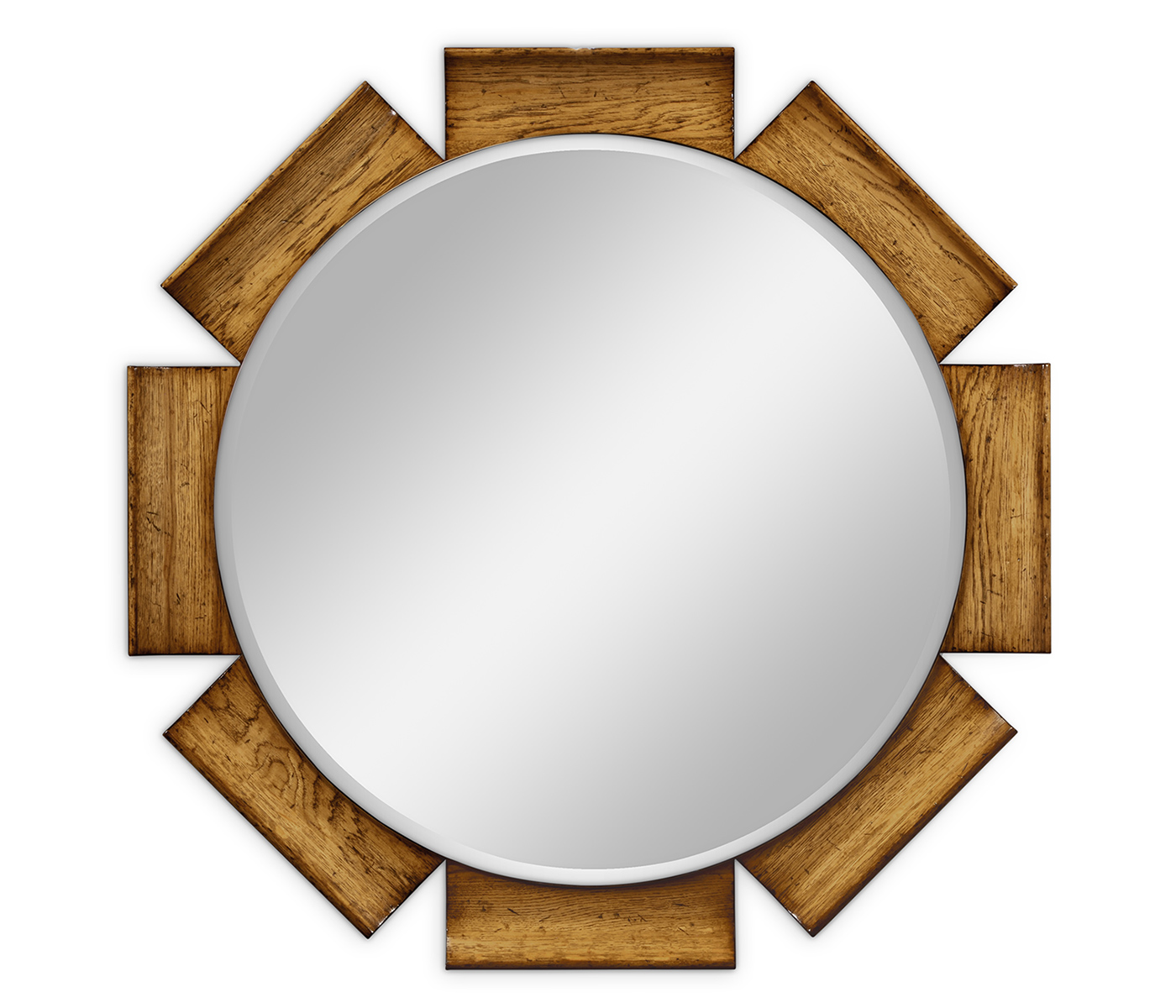 Round Porthole Light Brown Chestnut Mirror