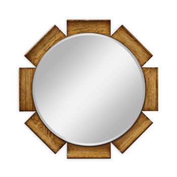 Round Porthole Light Brown Chestnut Mirror