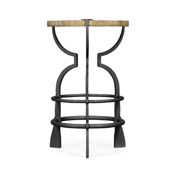 Round Limed Chestnut & Iron Wine Table