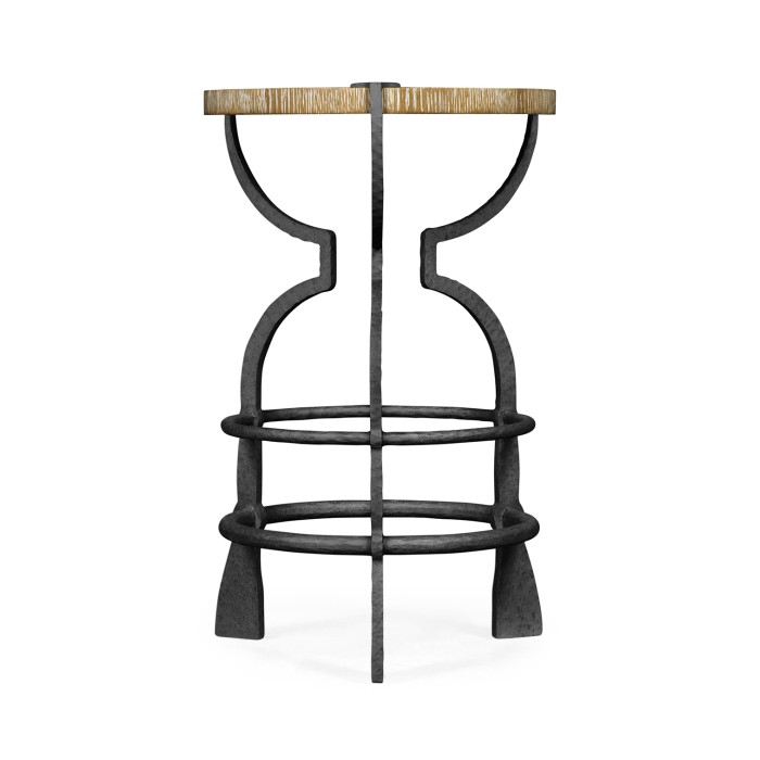 Round Limed Chestnut & Iron Wine Table