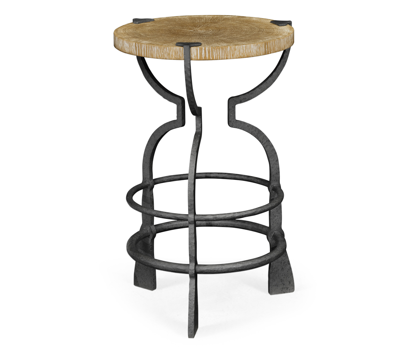 Round Limed Chestnut & Iron Wine Table
