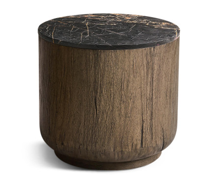 Stone Ridge Marble Round Side Table Dark