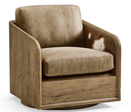 Stone Ridge Leather & Hide Swivel Occasional Chair Light