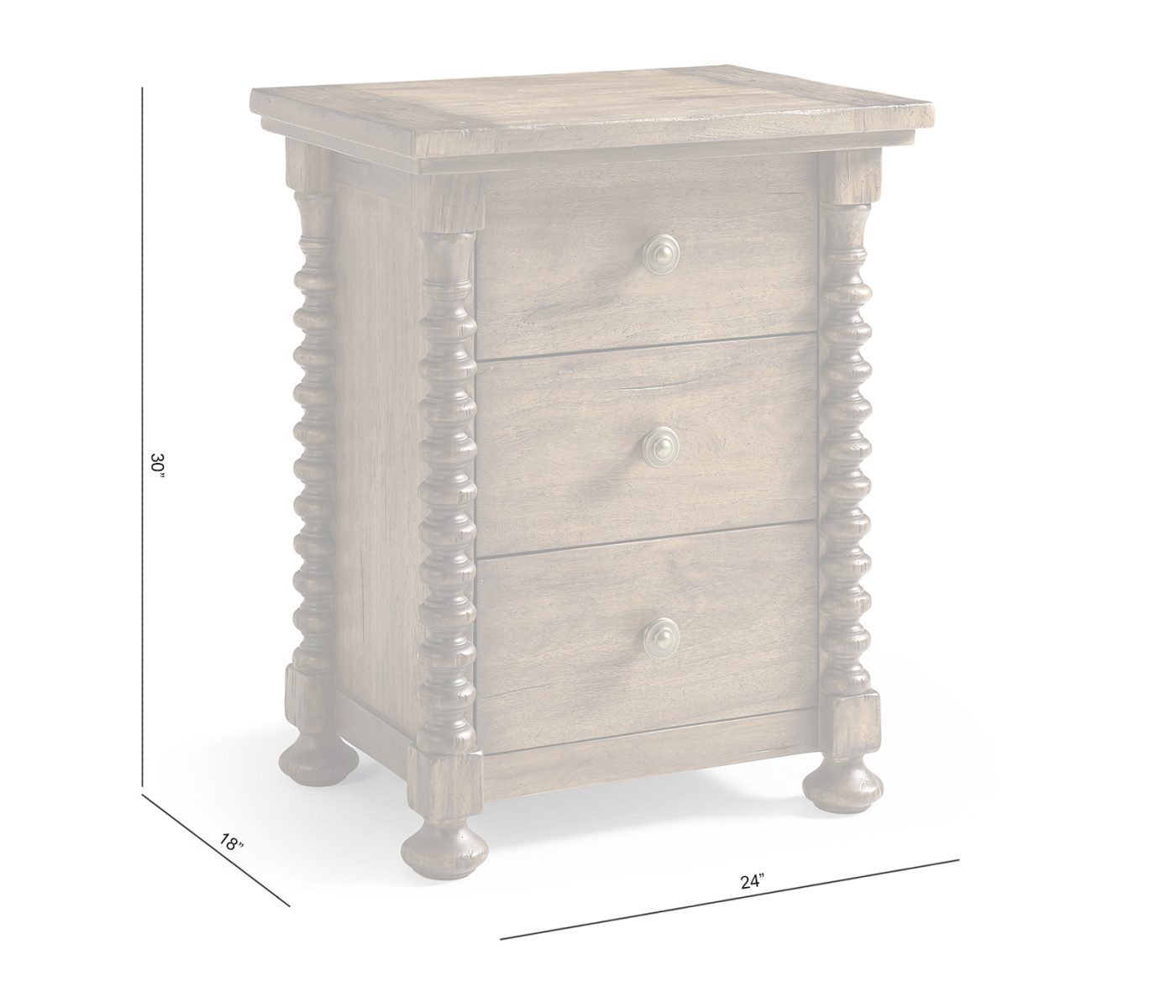 Tamarisk 3 Drawer Narrow Nightstand