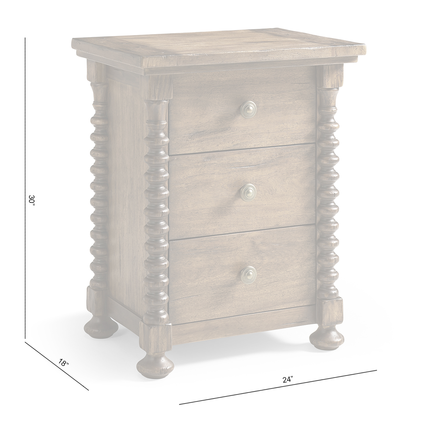 Tamarisk 3 Drawer Narrow Nightstand