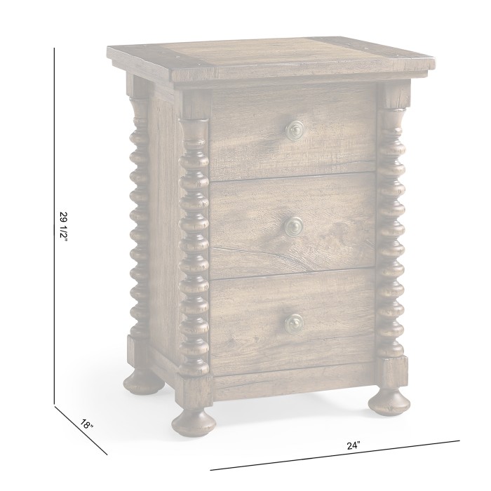 Tamarisk 3 Drawer Narrow Nightstand